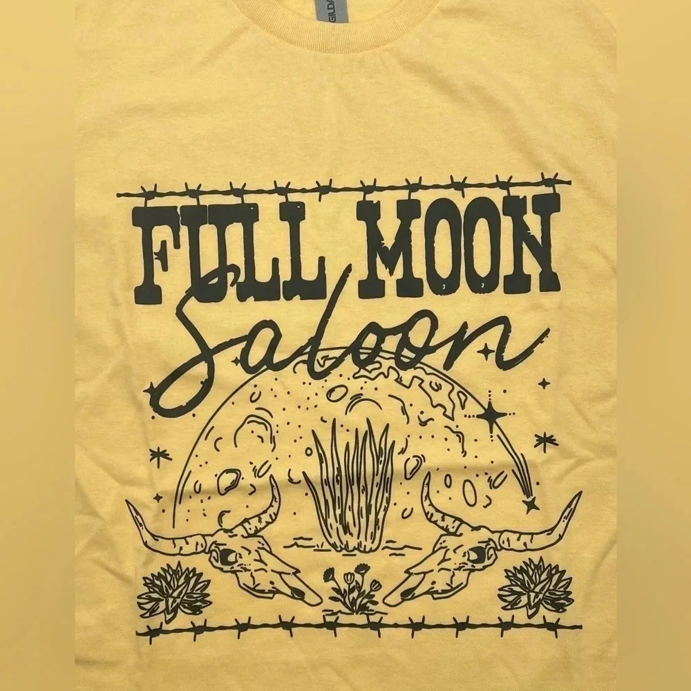 FULL MOON SALOON T-Shirt Soft Yellow Various Sizes NEW!! - Picture 4 of 5